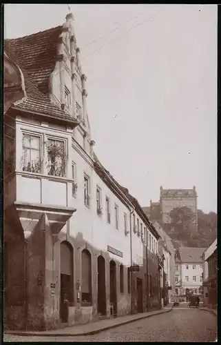 Fotografie Brück & Sohn Meissen, Ansicht Pirna / Elbe, Blick in die Schmiedegasse mit Gürtler Geschäft Otto Zieger
