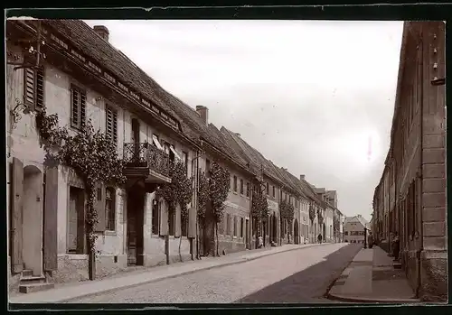 Fotografie Brück & Sohn Meissen, Ansicht Mutzschen, Blick in die Hauptstrasse mit Wohnhäusern