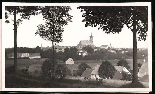 Fotografie Brück & Sohn Meissen, Ansicht Marienberg i. Sa., Blick auf die Stadt mit Kirche