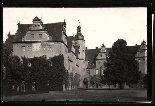 Fotografie Brück & Sohn Meissen, Ansicht Wermsdorf, Blick auf das Königliche Jagdschloss, Spiegelverkehrt