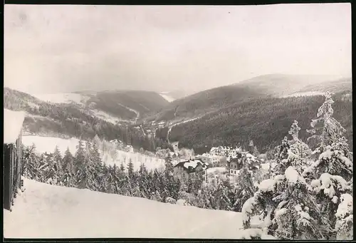 Fotografie Brück & Sohn Meissen, Ansicht Bärenfels im Erzg., Blick auf den Ort im Winter