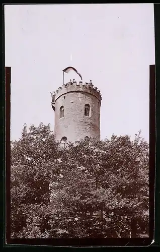 Fotografie Brück & Sohn Meissen, Ansicht Collmberg, Blick auf den Collmbergturm, Speigelverkehrt