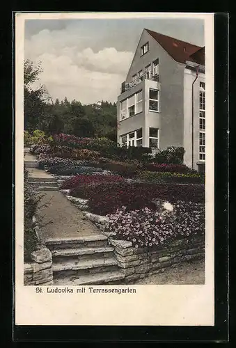 AK Stuttgart, Haus St. Ludovika mit Terrassengarten