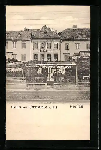 AK Rüdesheim a. Rh., Hotel und Restauration Hotel Lill