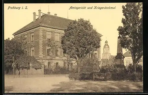 AK Frohburg i. S., Amtsgericht und Kriegerdenkmal