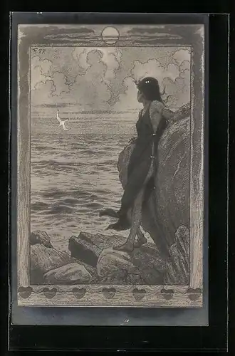 Künstler-AK Fidus: Frau am Gestade