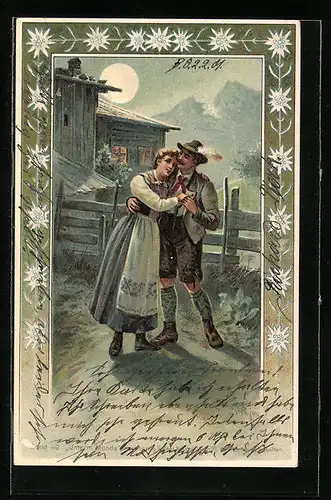 Künstler-AK E. Döcker: Tanzendes Paar bei Mondschein