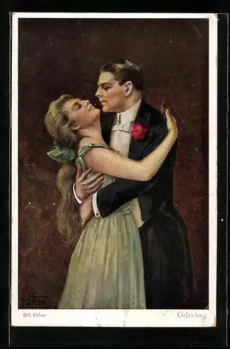 Künstler-AK Bill Fisher: Gefunden, Paar umarmt sich