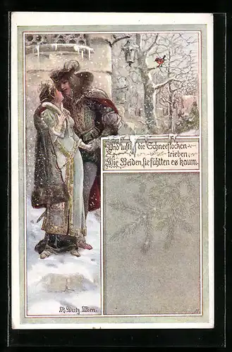 Künstler-AK Rud. Dutz: Und lustig die Schneeflocken trieben, ...