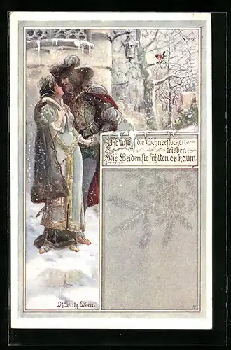 Künstler-AK Rud. Dutz: Und lustig die Schneeflocken trieben, ...