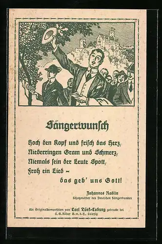 AK Hannover, 9. Deutsches Sängerbundesfest 1924, Sängerwunsch, Ganzsache