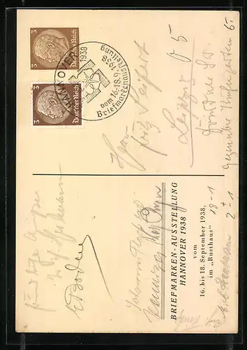 AK Hannover, Briefmarken-Ausstellung 1938, Kgl. Hannoversche Postinspektoren, Ganzsache