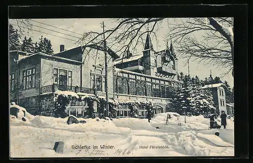 AK Schierke, Winterlandschaft mit Hotel Fürstenhöh