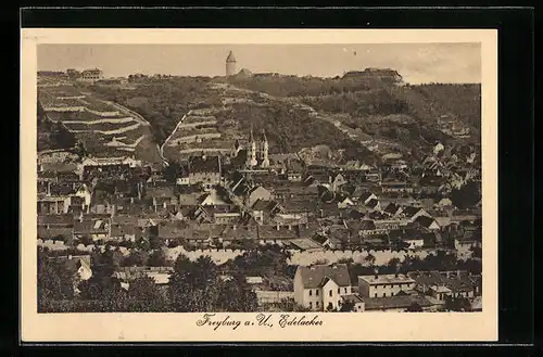 AK Freyburg a. U., Ortsansicht aus der Vogelschau und Edelacker