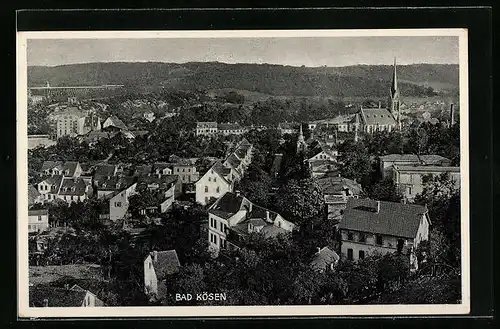 AK Bad Kösen, Ortsansicht aus der Vogelschau mit Kirche