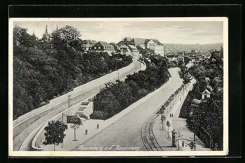 AK Naumburg a. S., Blick durch den Bauernweg auf die Stadt