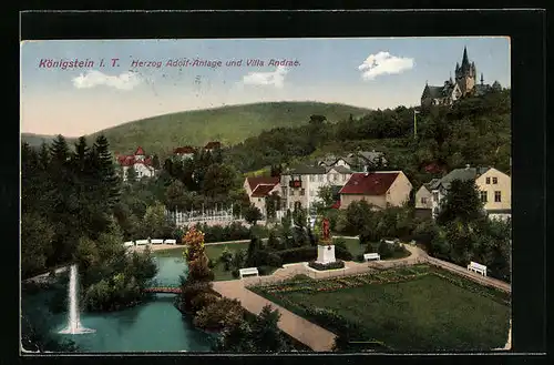 AK Königstein i. T., Herzog Adolf-Anlage und Villa Andrae