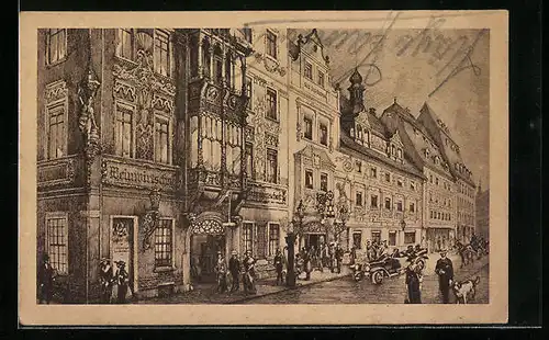 Künstler-AK Leipzig, Hotel Thüringer Hof