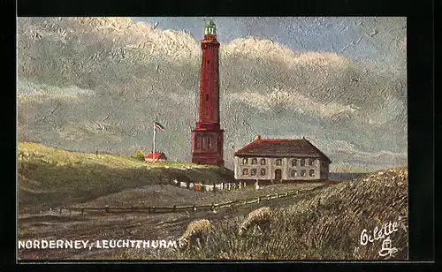 Künstler-AK Norderney, Haus am Leuchtturm
