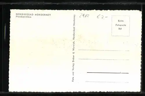 AK Norderney, Pferdeomnibus am Hafen