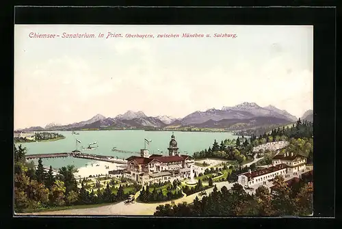 AK Prien /Chiemsee, Das Sanatorium aus der Vogelschau