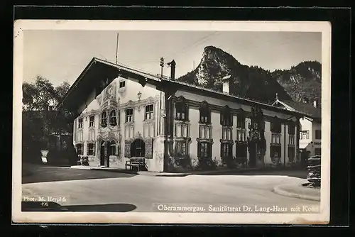 AK Oberammergau, Sanitätsrat Dr. Lang-Haus mit Kofel