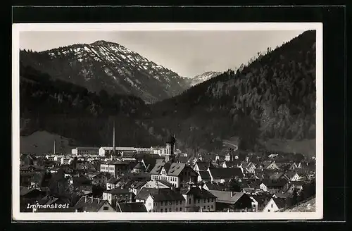 AK Immenstadt, Ortsansicht aus der Vogelschau mit Steineberg und Stuiben