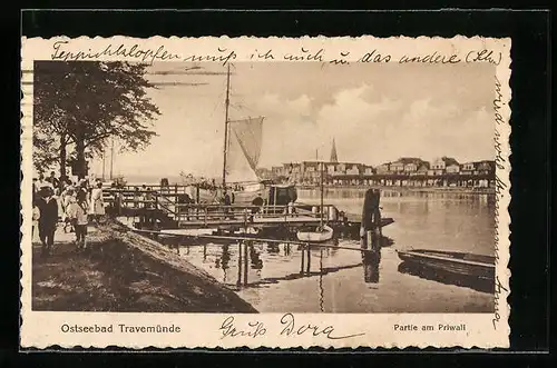 AK Travemünde, Partie am Priwall mit Schiffen