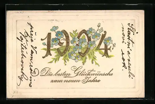 Präge-AK Glückwünsche zum neuen Jahre 1904, Neujahr