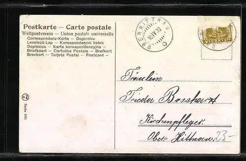 AK Mädchen fährt Schubkarre mit Osterei