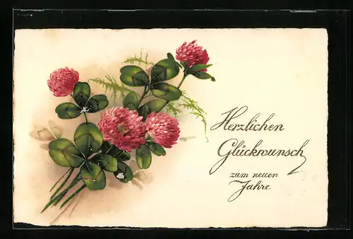 AK Blühendes Kleeblatt zum neuen Jahre