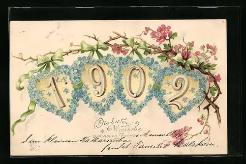 AK Blumen zum neuen Jahre 1902