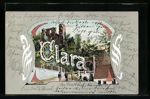 AK Ortspartie mit Name Clara zum Namenstag