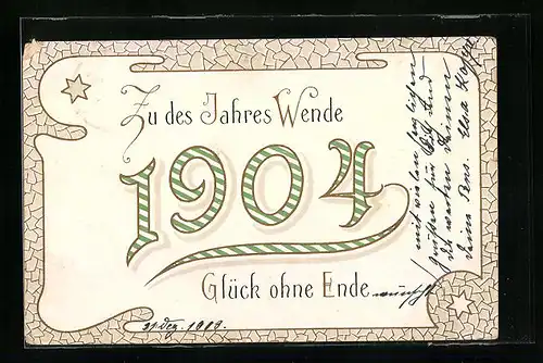 AK Zu des Jahres Wende 1904, Glück ohne Ende, Neujahr