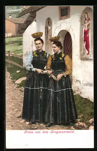 AK Zwei junge Damen in Bregenzerwälder Tracht