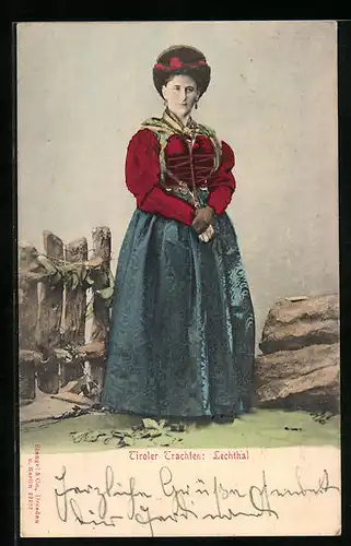 AK Frau in Tiroler Tracht aus dem Lechthal