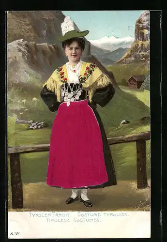 Präge-AK Junge Frau in Tiroler Tracht
