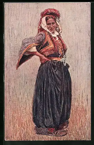 Künstler-AK Gruss aus Bosnien-Hercegovina, Frau in Tracht
