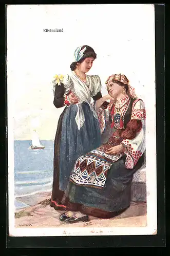 Künstler-AK Frauen in Tracht im Küstenland