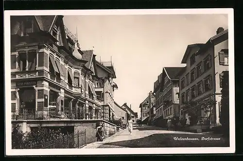 AK Walzenhausen, Dorfstrasse mit Glas- und Porzellangeschäft