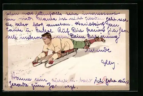 Künstler-AK Carlo Pellegrini: Bei der Schlittenfahrt