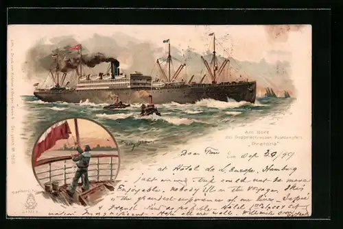 Künstler-AK Willy Stoewer: Am Bord des Doppelschreuben Postdampfers Pretoria, Passagierschiff