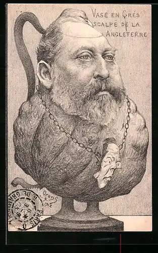 Künstler-AK Charles Denizard (Orens): Kanne in Gestalt des Königs Edward VII. von England