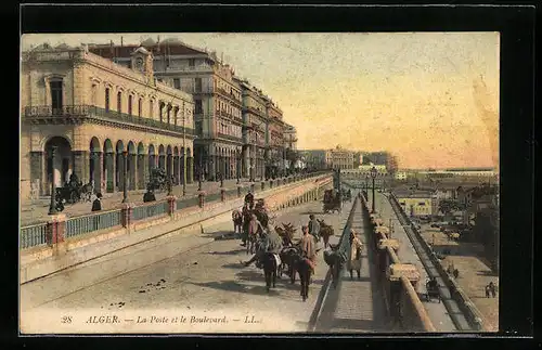AK Alger, La Poste et le Boulevard