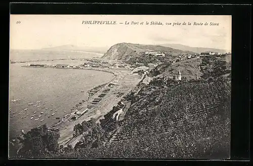 AK Philippeville, Le Port et le Skikda, Vue prise de la Route de Stora