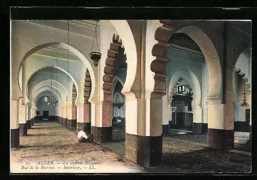 AK Alger, La Grande Mosquée, Rue de la Marine