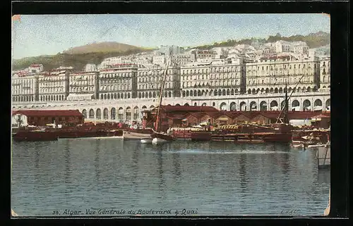 AK Alger, Vue Générale du Boulevard & Quai