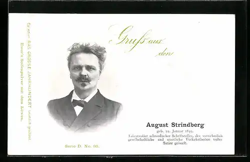 AK Portrait August Strindberg, schwedischer Schriftsteller