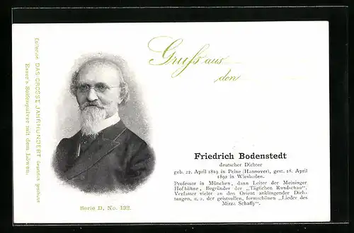 AK Friedrich Bodenstedt, deutscher Dichter