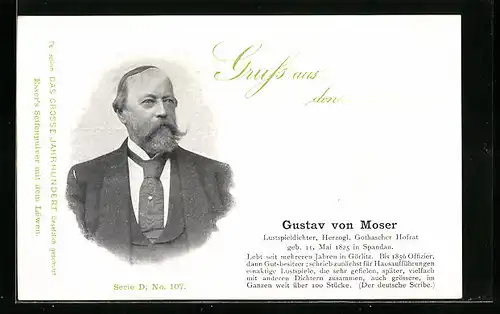 AK Lustspieldichter Gustav von Moser im Portrait